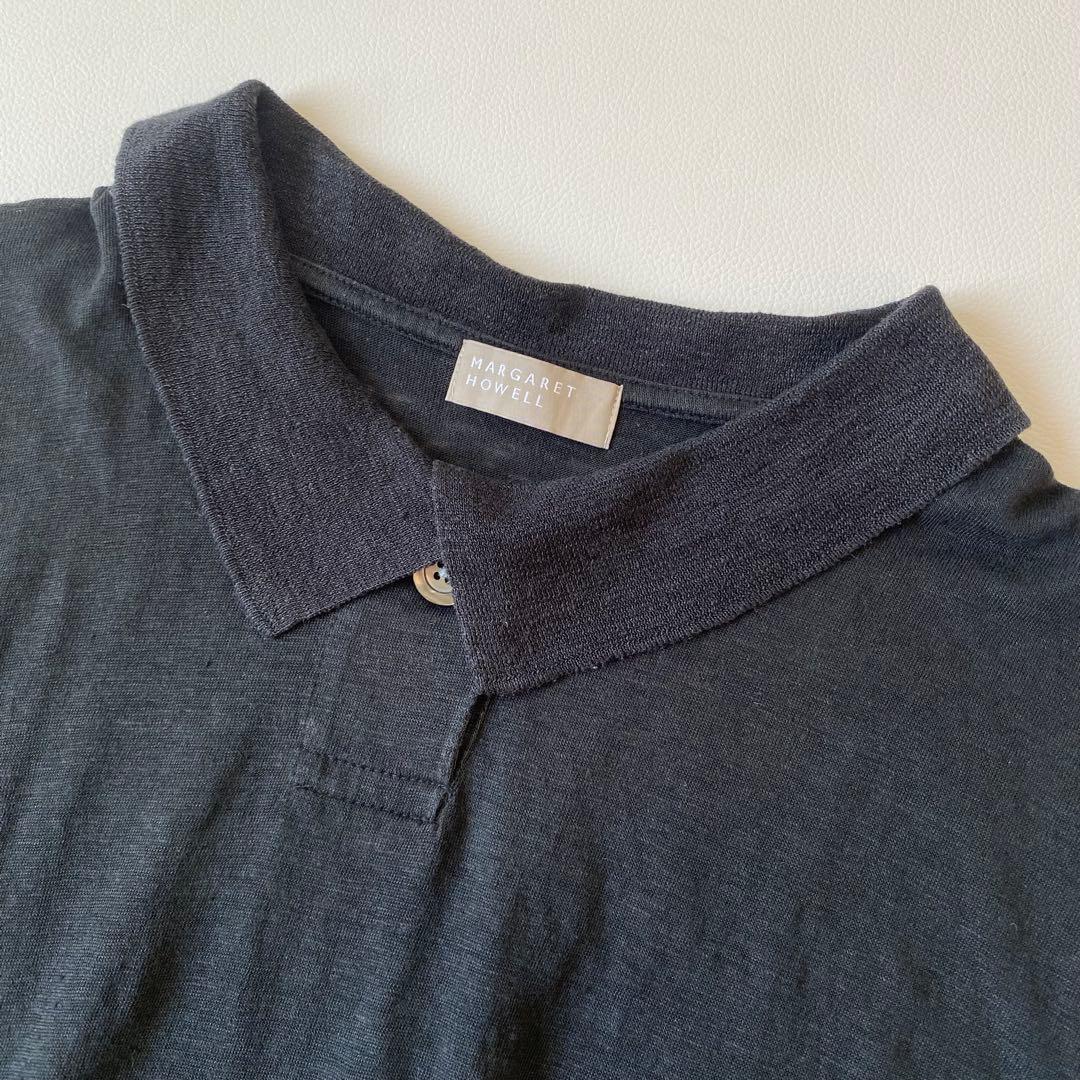 【美品】マーガレットハウエル　ポロシャツ　LINEN STRIPE JERSEY