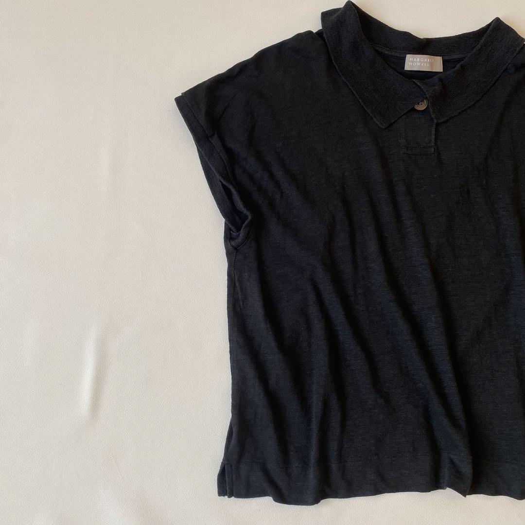 【美品】マーガレットハウエル　ポロシャツ　LINEN STRIPE JERSEY