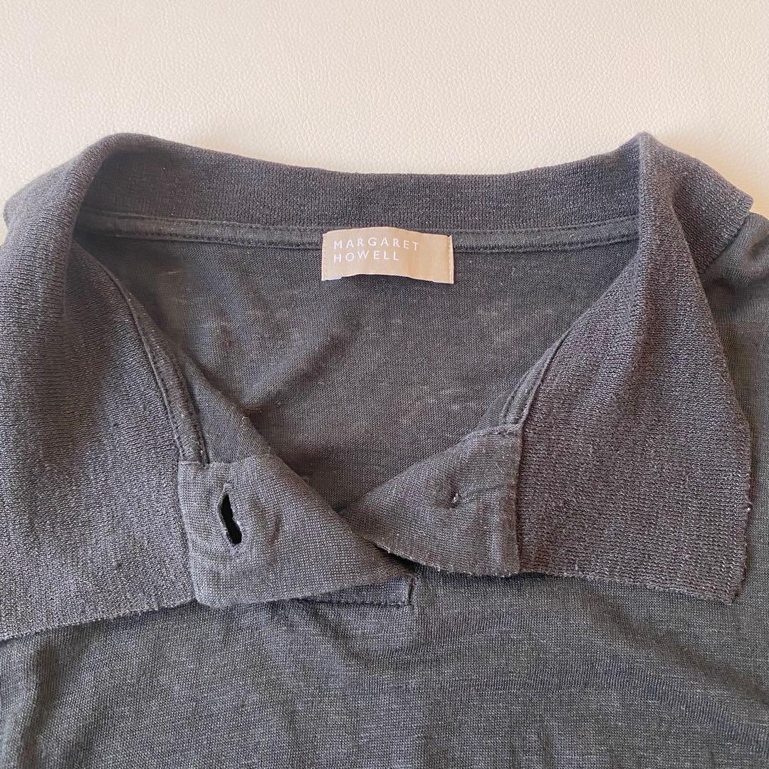 【美品】マーガレットハウエル　ポロシャツ　LINEN STRIPE JERSEY