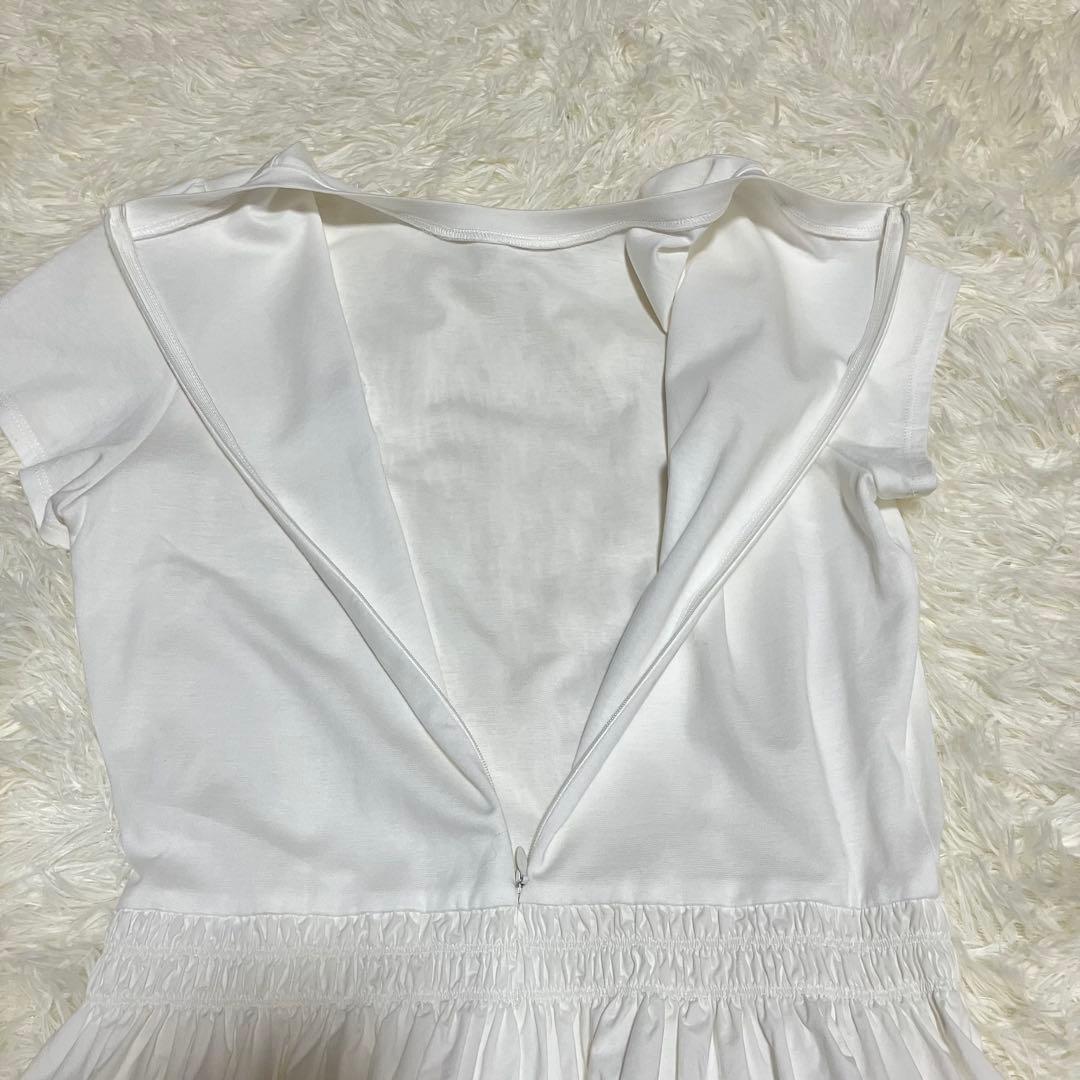 美品 ボーダーズアットバルコニー SHIRT GATHERED TEE 36 白