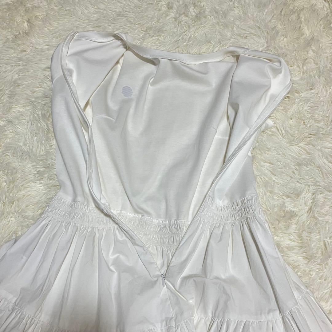 美品 ボーダーズアットバルコニー SHIRT GATHERED TEE 36 白