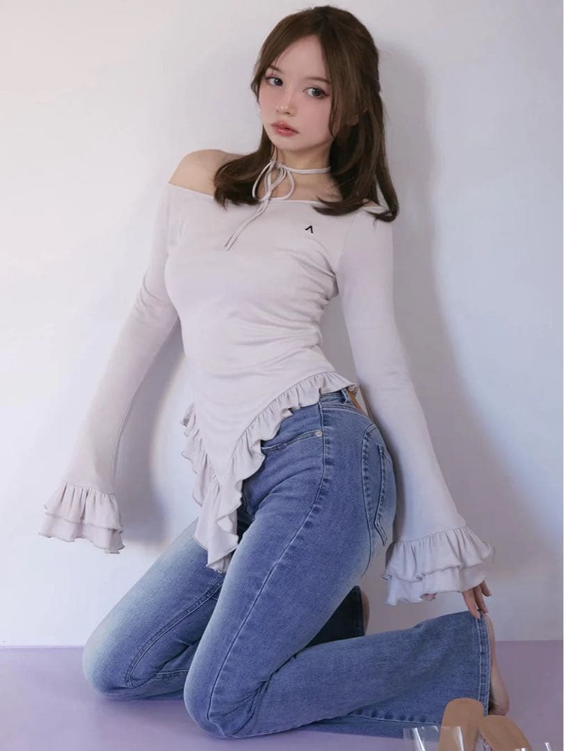 パンツ Heart hip flare denim M andmary