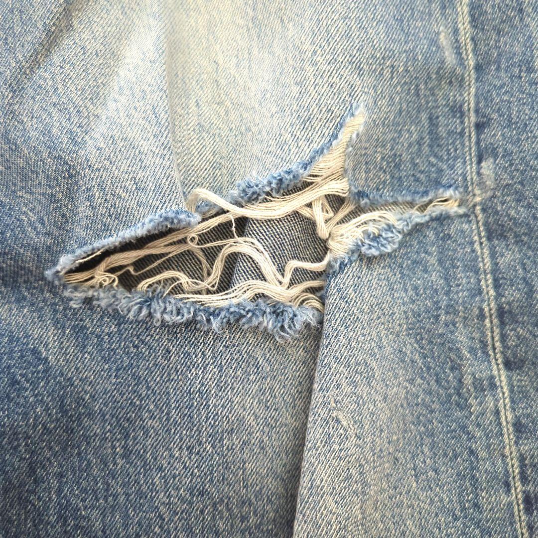 ザラ ZARA TRF折り返しウエストミッドライズデニムパンツ ダメージ XS