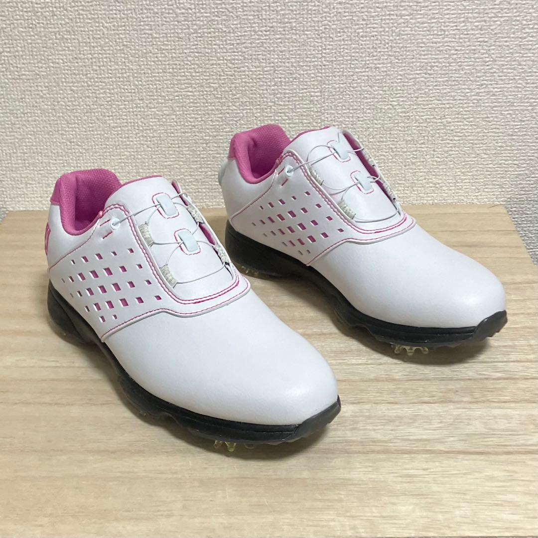 新品 FootJoy 女性用 ゴルフスパイク ホワイト/ピンク 24cm
