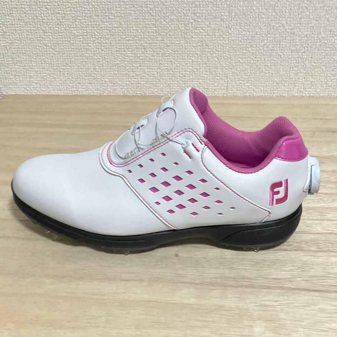 新品 FootJoy 女性用 ゴルフスパイク ホワイト/ピンク 24cm