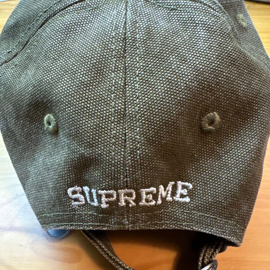 Supreme25FWカーキデニムキャップ　Sロゴ刺繍