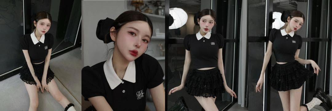ダーリッチ darich DRCHバイカラーポロシャツ ブラック BLK