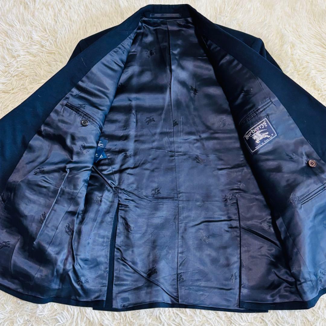 高級◎ BURBERRY バーバリー 紺ブレザー 金ボタン ウール ホースロゴ