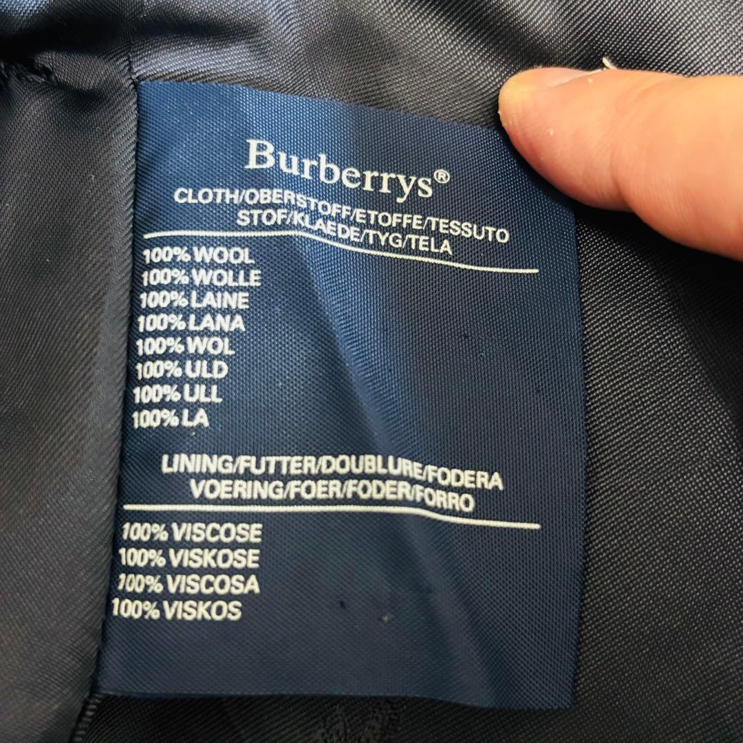 高級◎ BURBERRY バーバリー 紺ブレザー 金ボタン ウール ホースロゴ