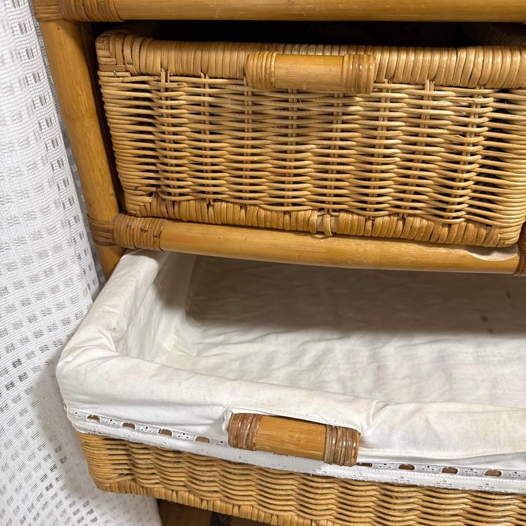 【ラタン製】ナチュラル 棚 チェスト　平成レトロ