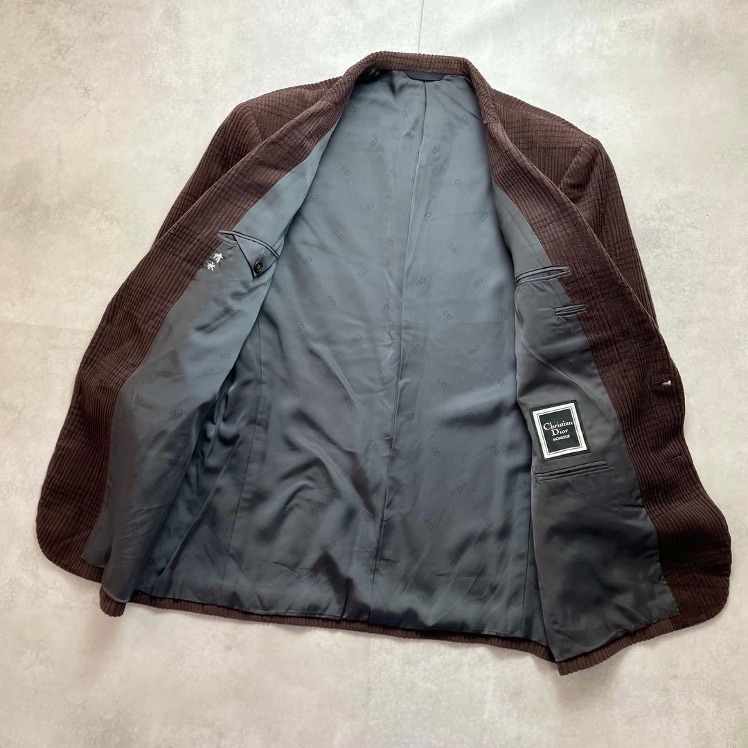 美品 DIOR コーデュロイ グレンチェック ジャケット CDロゴ XL