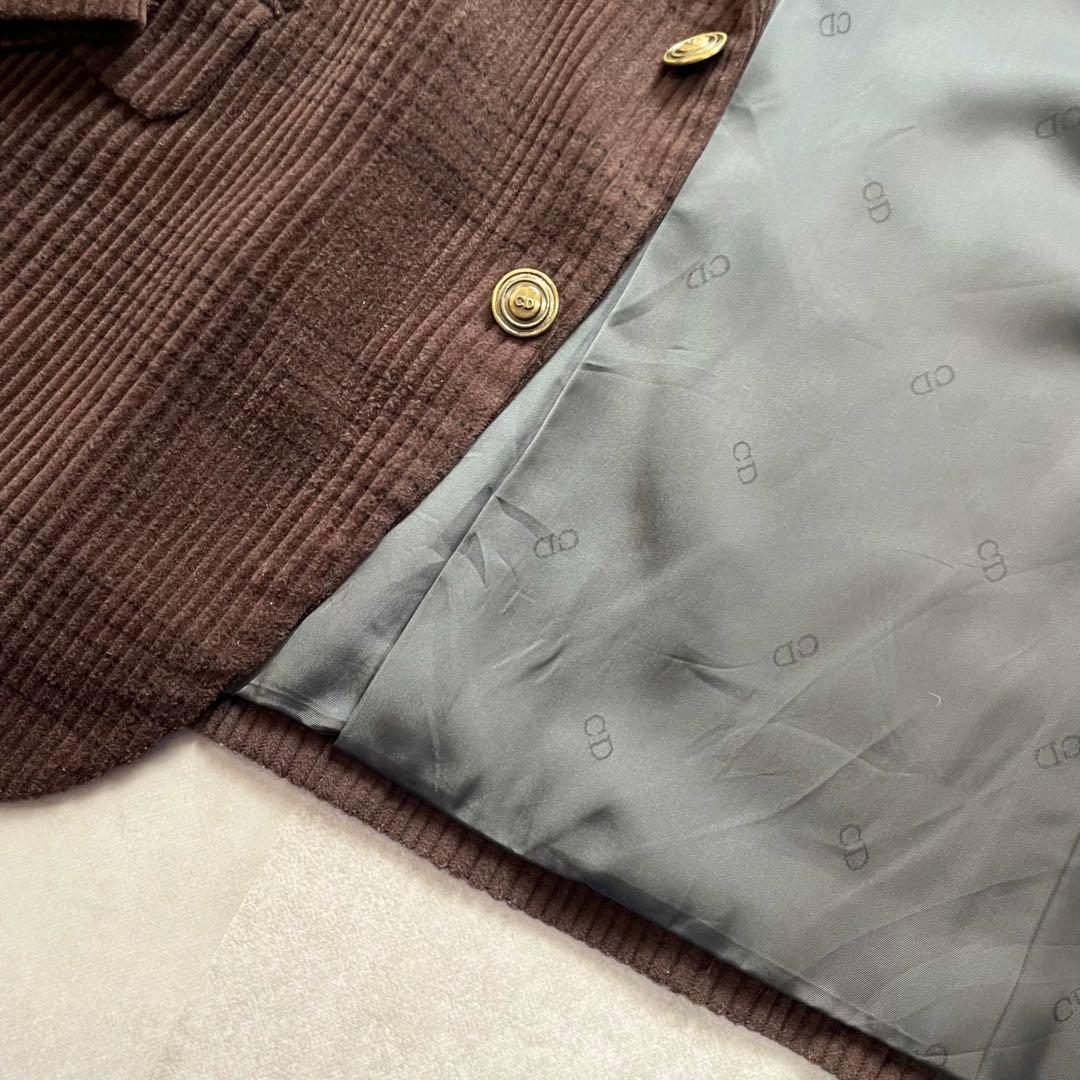 美品 DIOR コーデュロイ グレンチェック ジャケット CDロゴ XL
