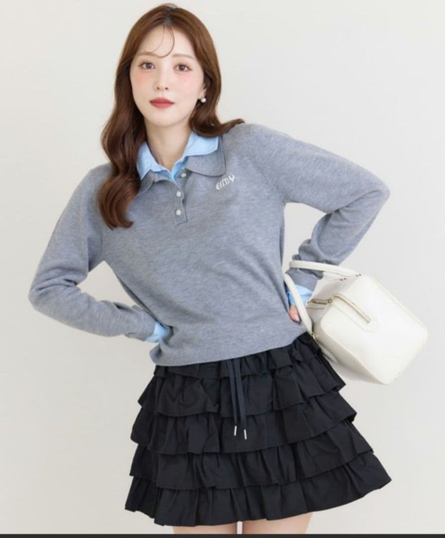 (新品)eimy istoire ダブルカラーデザインニット