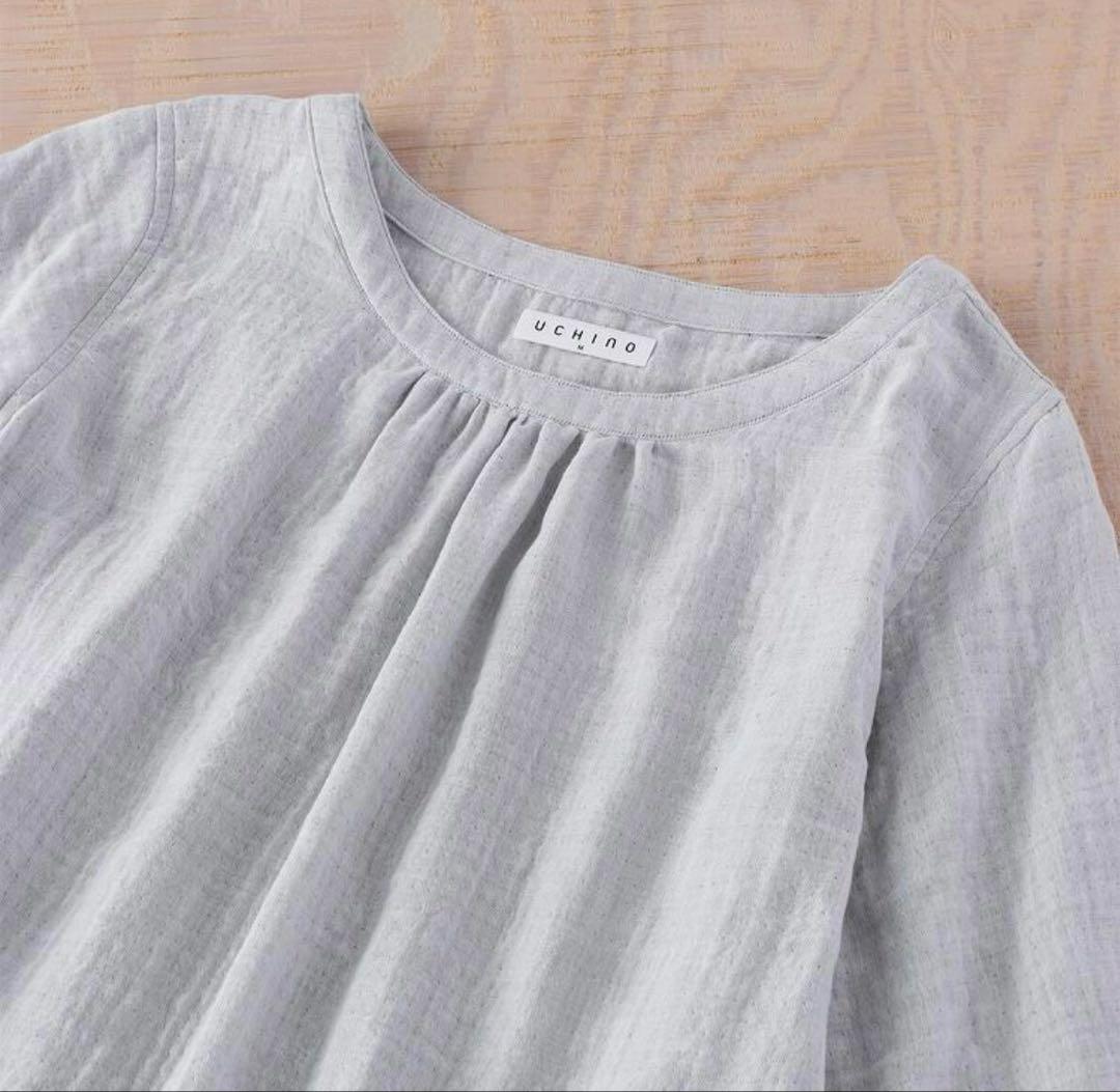 新品　UCHINO マシュマロガーゼ シャンブレー　ギャザーワンピース 訳あり