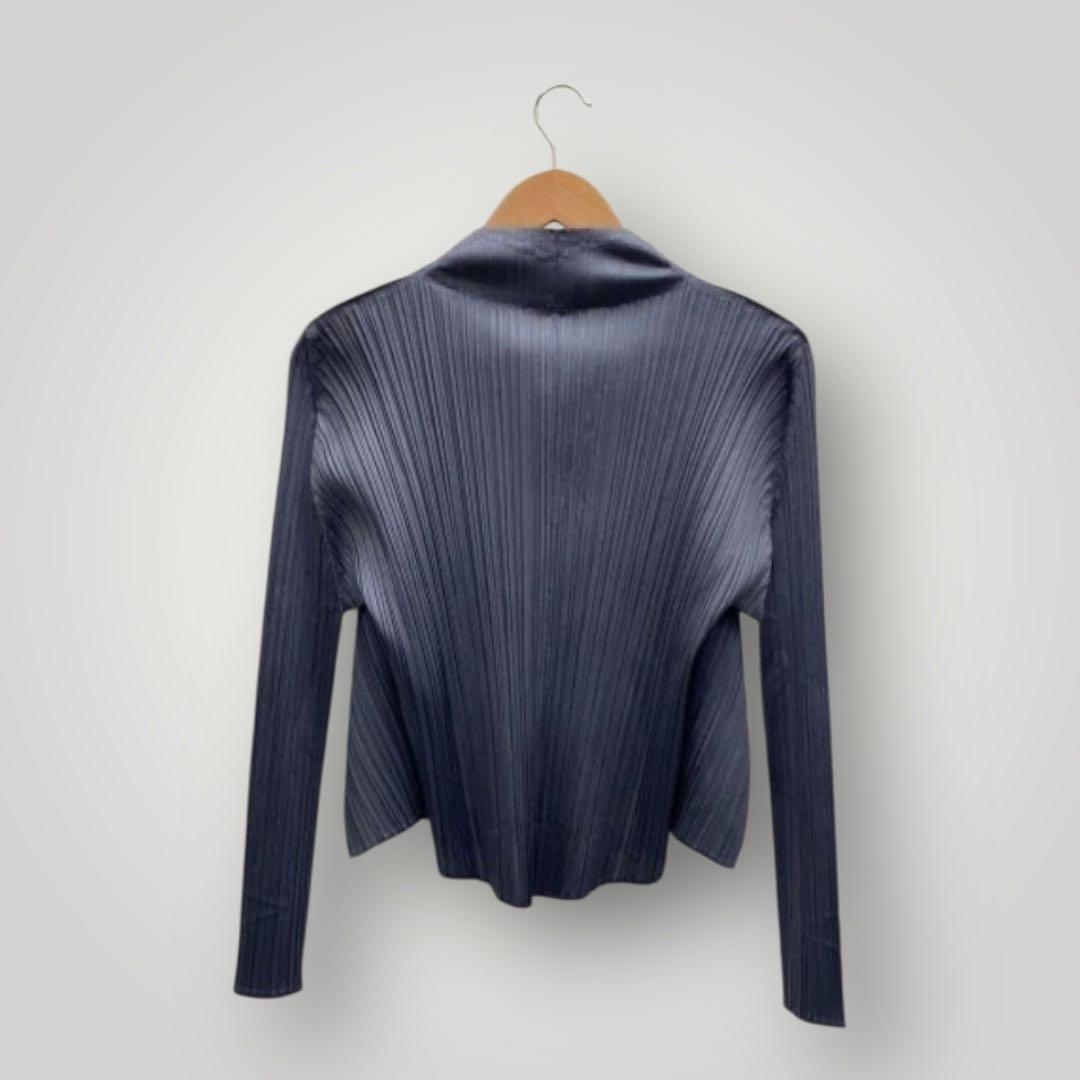 PLEATS PLEASE✨プリーツカーディガン　ボレロ　長袖　濃グレー3 美品