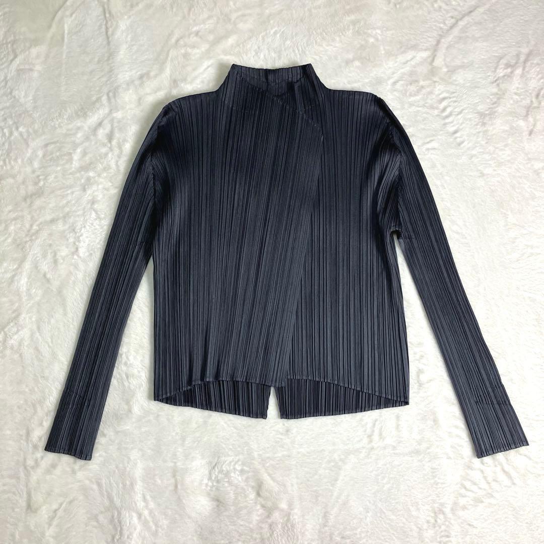 PLEATS PLEASE✨プリーツカーディガン　ボレロ　長袖　濃グレー3 美品