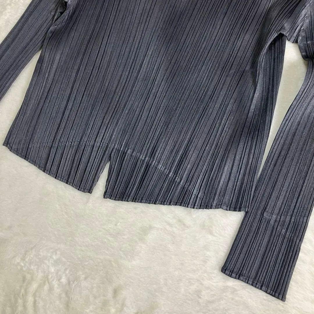PLEATS PLEASE✨プリーツカーディガン　ボレロ　長袖　濃グレー3 美品