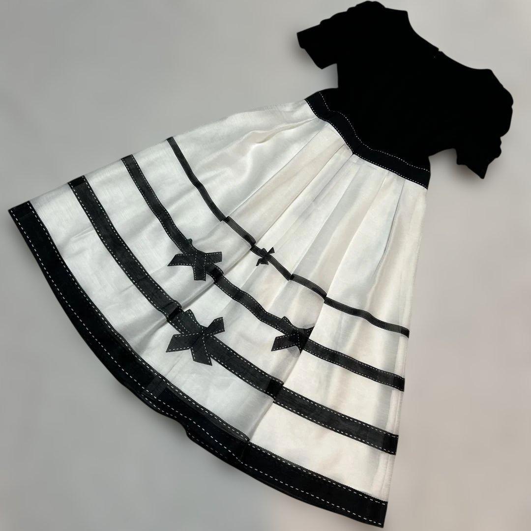 定価4.8万円 M'S GRACY ボーダーリボンプリントワンピース38
