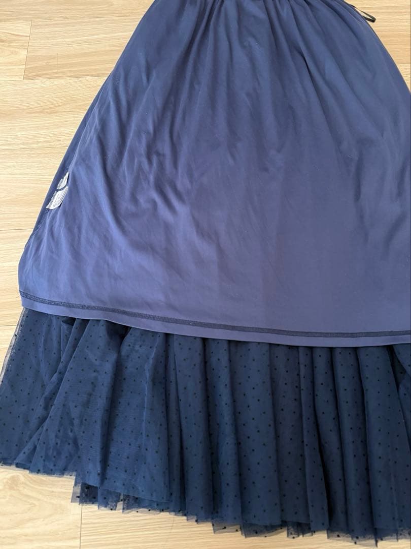 JENNE チュールドットロングスカート ネイビー Mサイズ