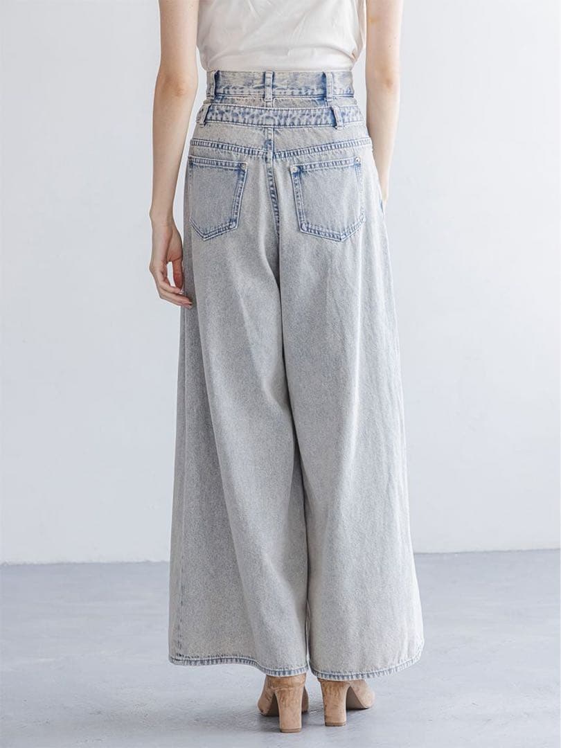 新品タグ付き SNIDEL レイヤードデザインパンツ LBLU