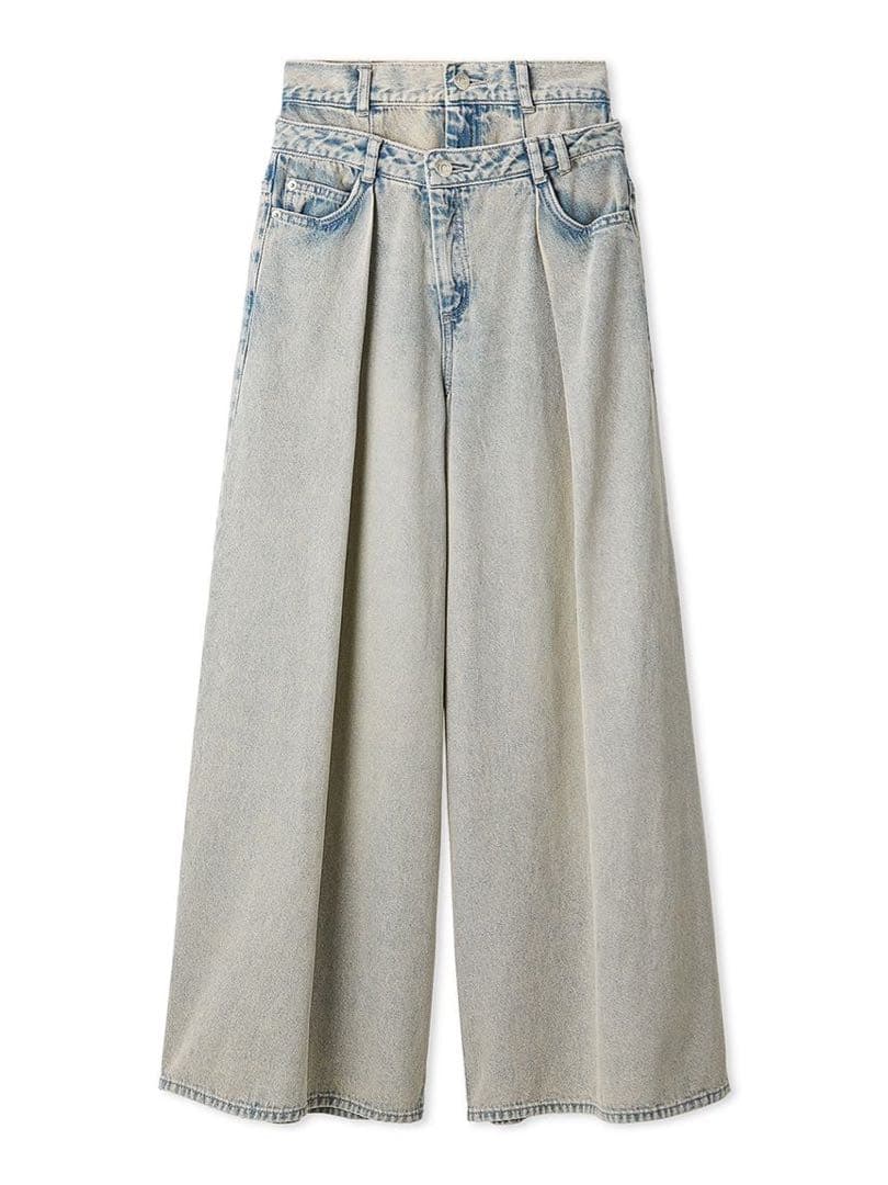 新品タグ付き SNIDEL レイヤードデザインパンツ LBLU