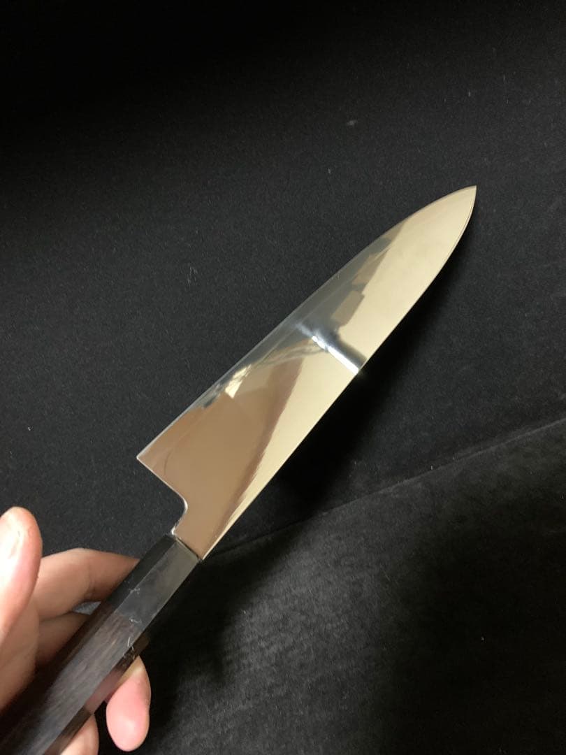 包丁　和牛刀　ハ寸　両刃　三枚打　鏡面研磨　切味抜群　箱付　未使用