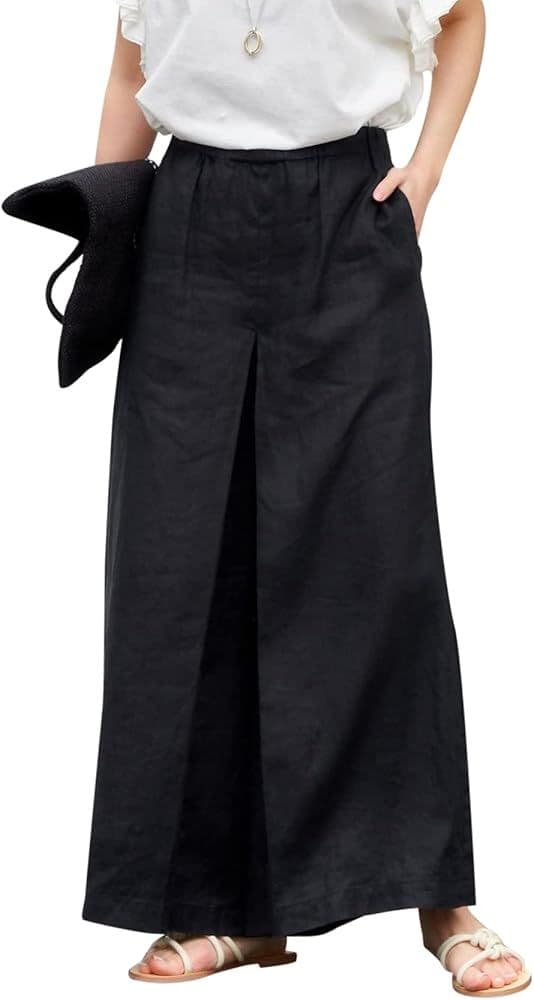 JOURNAL STANDARD リネンキュロットワイドパンツ　BLACK