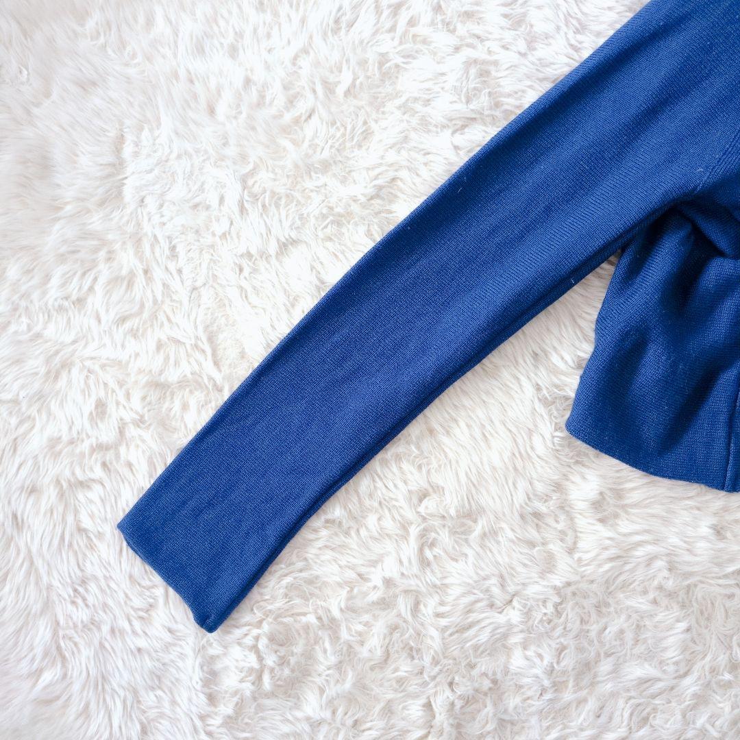 ISSEY MIYAKE 長袖カーディガン　ボレロ　青 ウール×絹　シルク 2