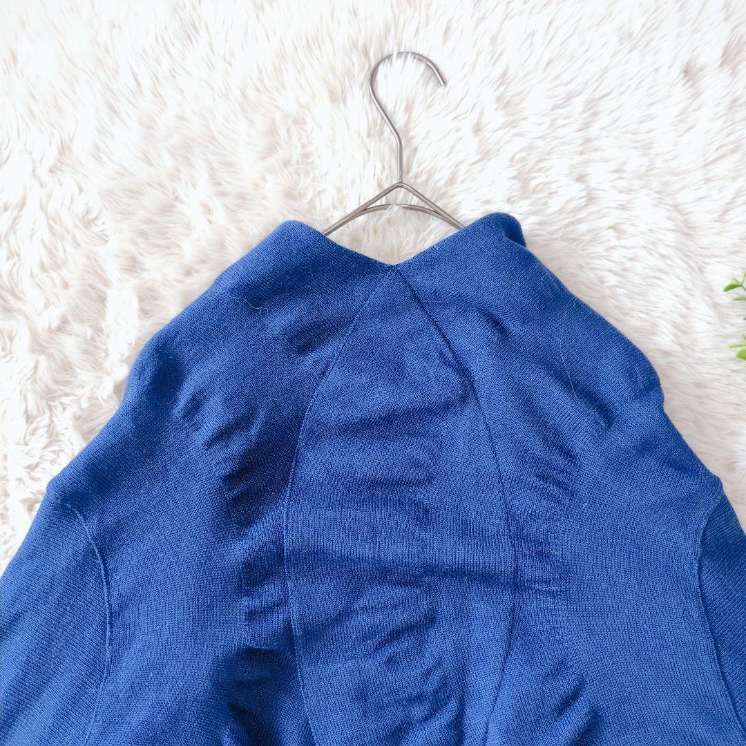 ISSEY MIYAKE 長袖カーディガン　ボレロ　青 ウール×絹　シルク 2