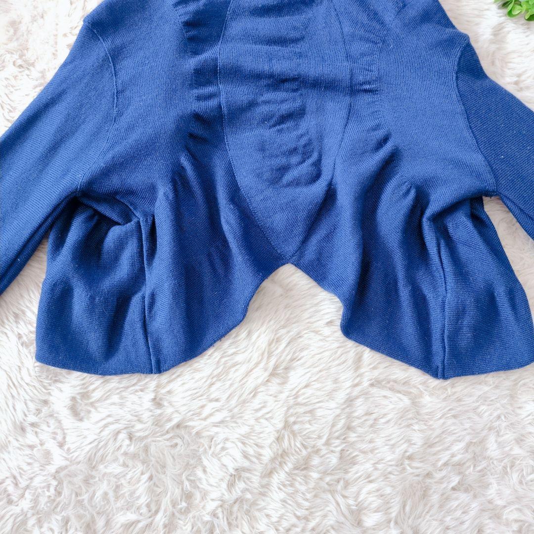 ISSEY MIYAKE 長袖カーディガン　ボレロ　青 ウール×絹　シルク 2