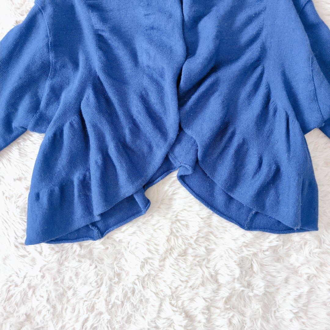 ISSEY MIYAKE 長袖カーディガン　ボレロ　青 ウール×絹　シルク 2