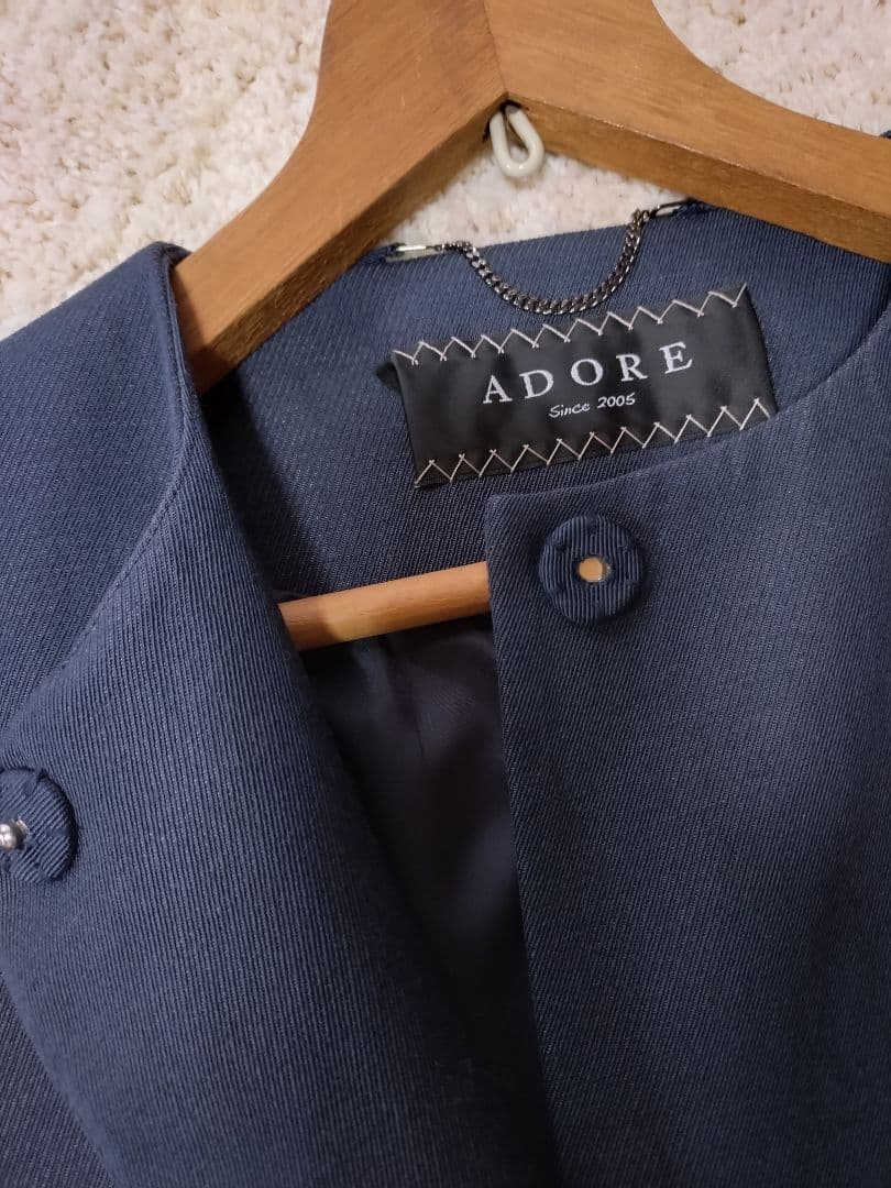 【値下げ】ADORE ウールリネン ノーカラー ロングコート