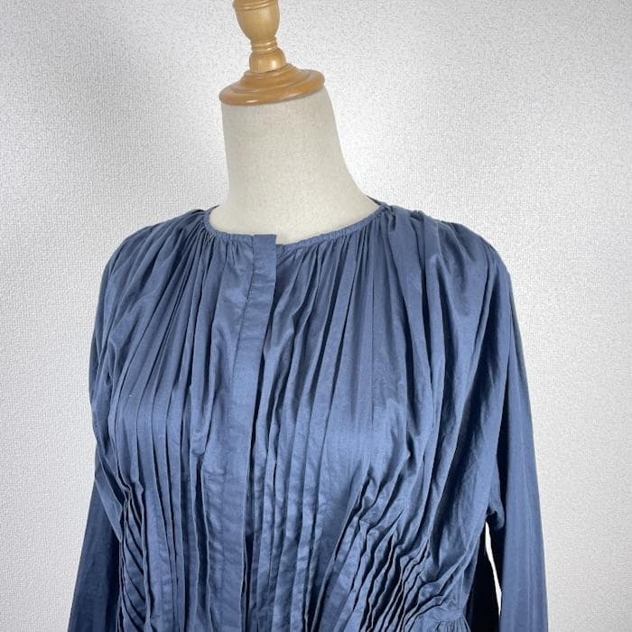 MARTEL PLEATED merlette ギャザー ワンピース ネイビー