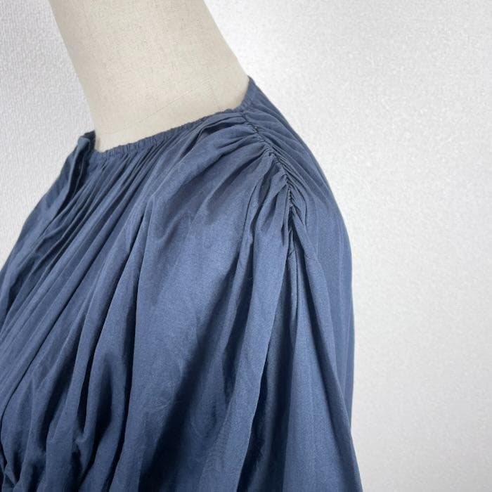 MARTEL PLEATED merlette ギャザー ワンピース ネイビー