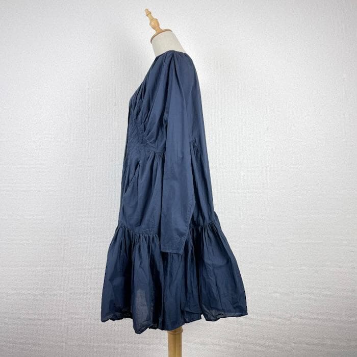 MARTEL PLEATED merlette ギャザー ワンピース ネイビー