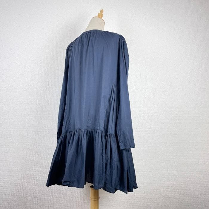 MARTEL PLEATED merlette ギャザー ワンピース ネイビー