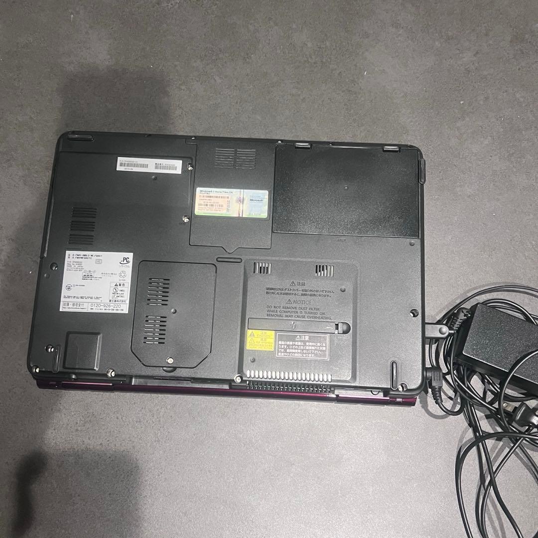 富士通 ノートPC ワインレッドACアダプター付き