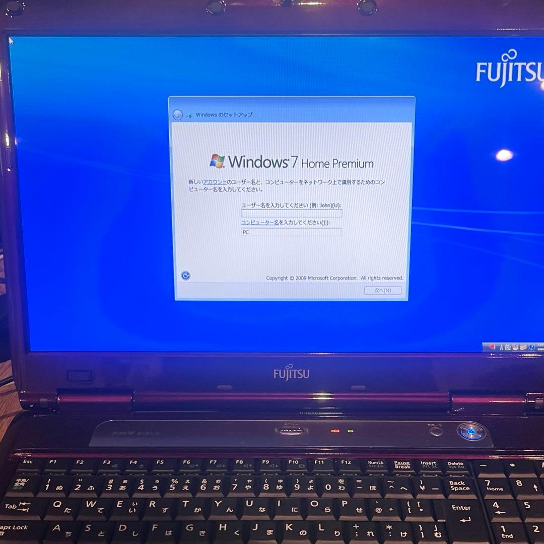 富士通 ノートPC ワインレッドACアダプター付き