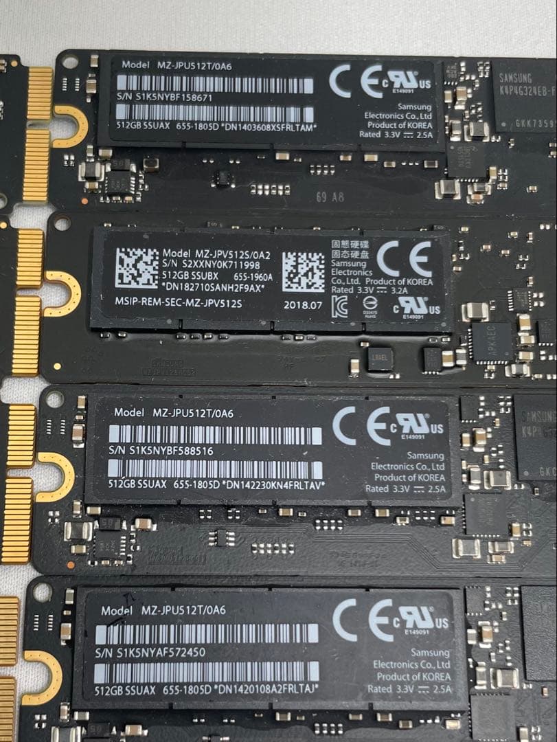 内蔵型SSD Apple SSD (256GBx4)(512GBx5)(128GBx1)