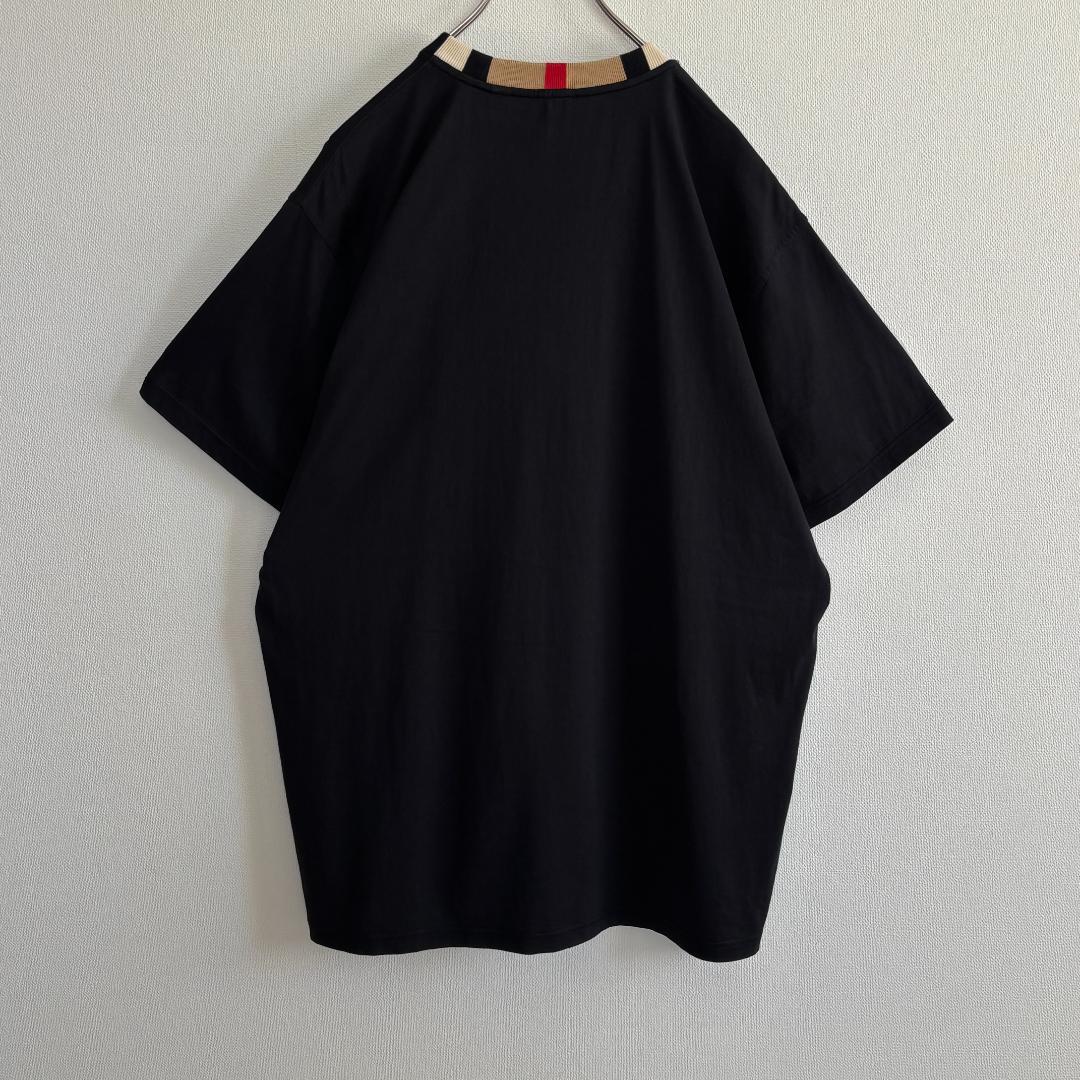 [p]【超人気・美品】バーバリー/Tシャツ/ノバチェック/刺繍ロゴ/黒