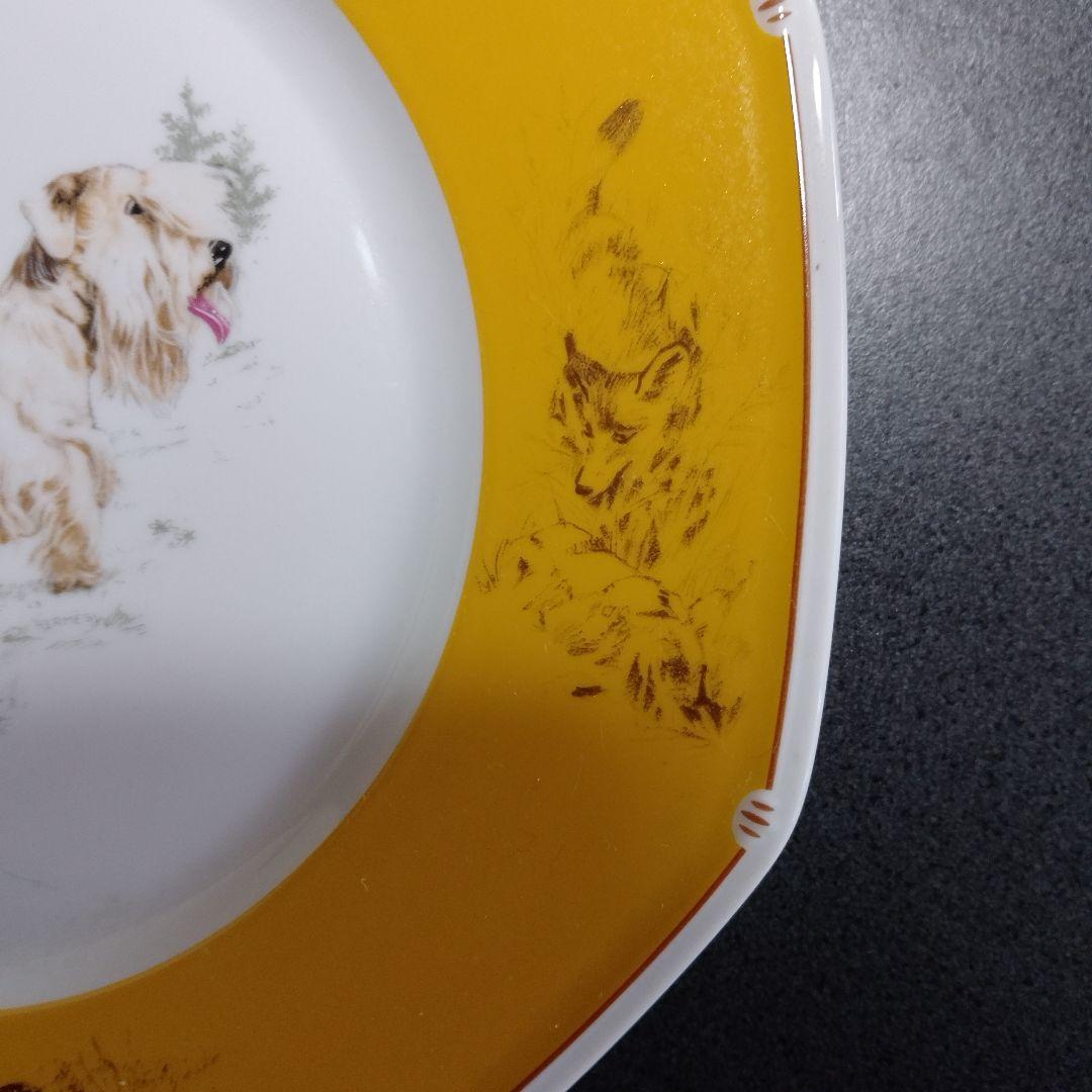 HERMES　犬のイラスト付き八角形皿