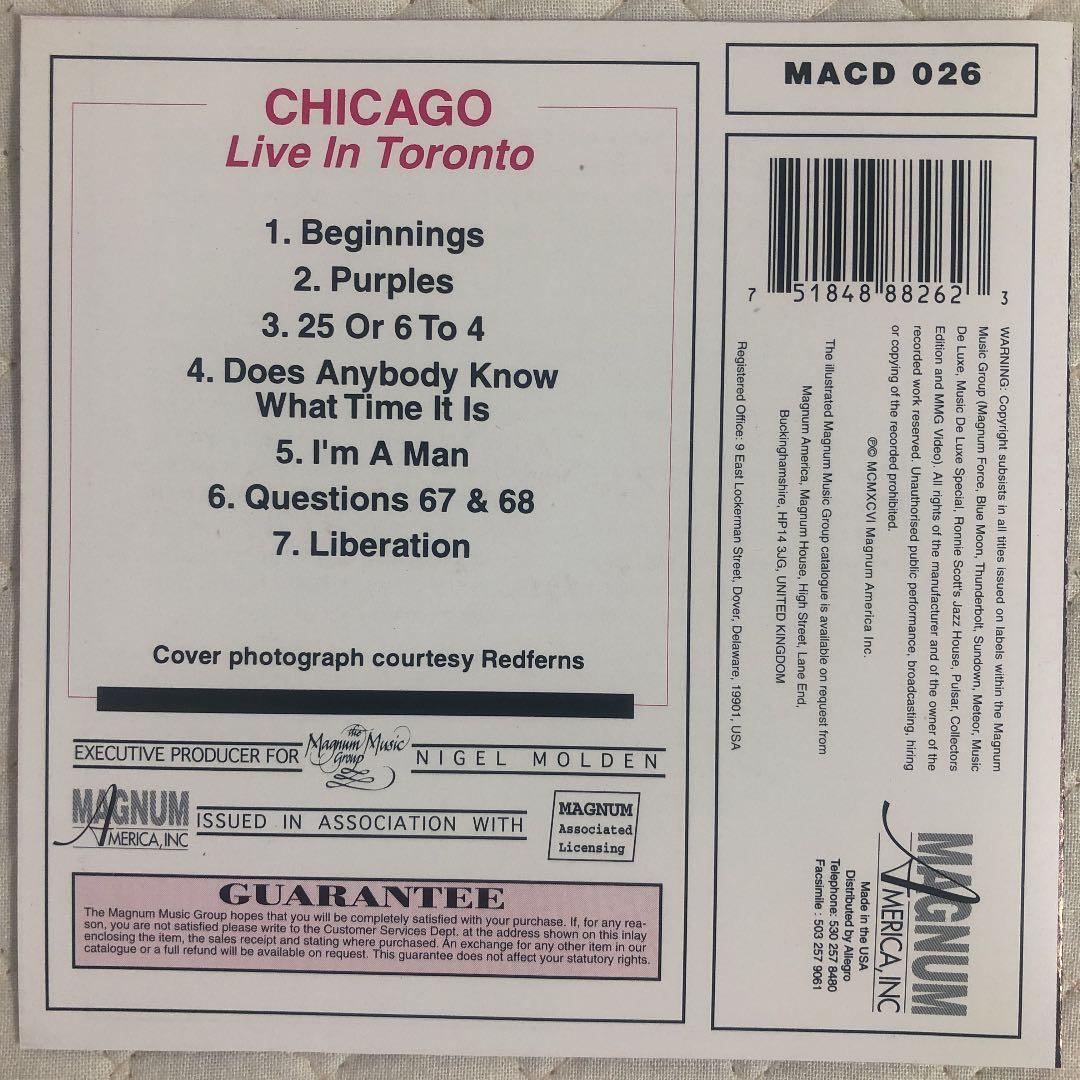 Chicago/シカゴ/ LIVE IN TORONTO/ 1996年