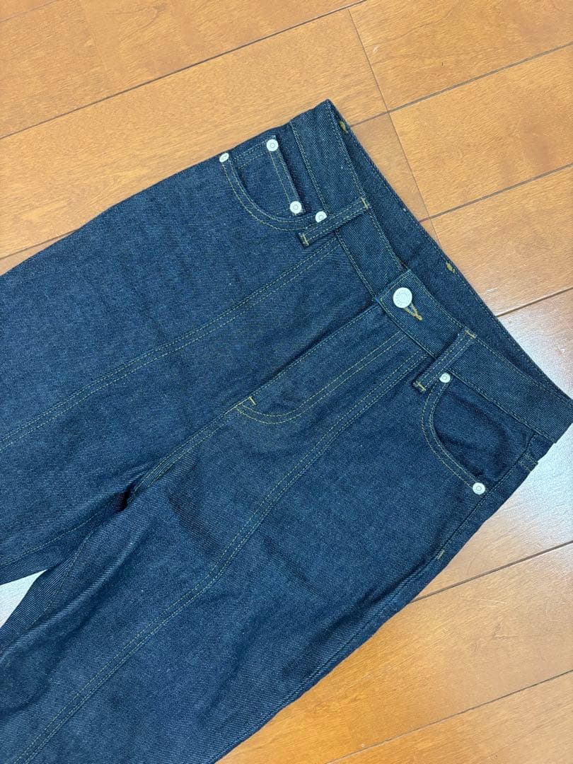 anuans デニムセットアップ センターシームセミフレアデニム