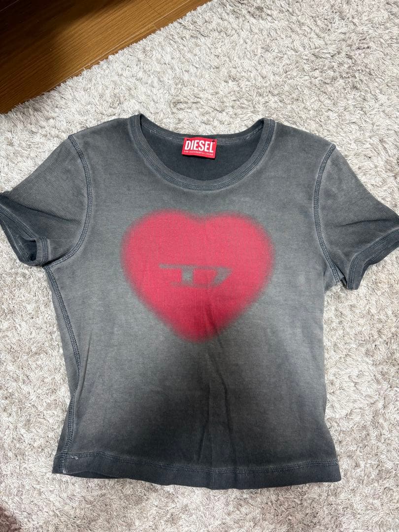 DIESEL T-ELE ハートプリント Tシャツ S