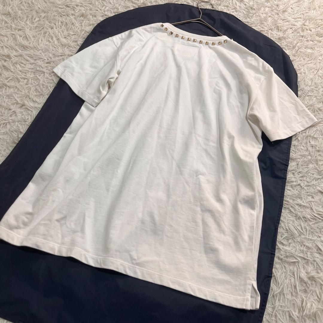 美品✨VALENTINO ピラミッドスタッズ付き 白Tシャツ カットソー