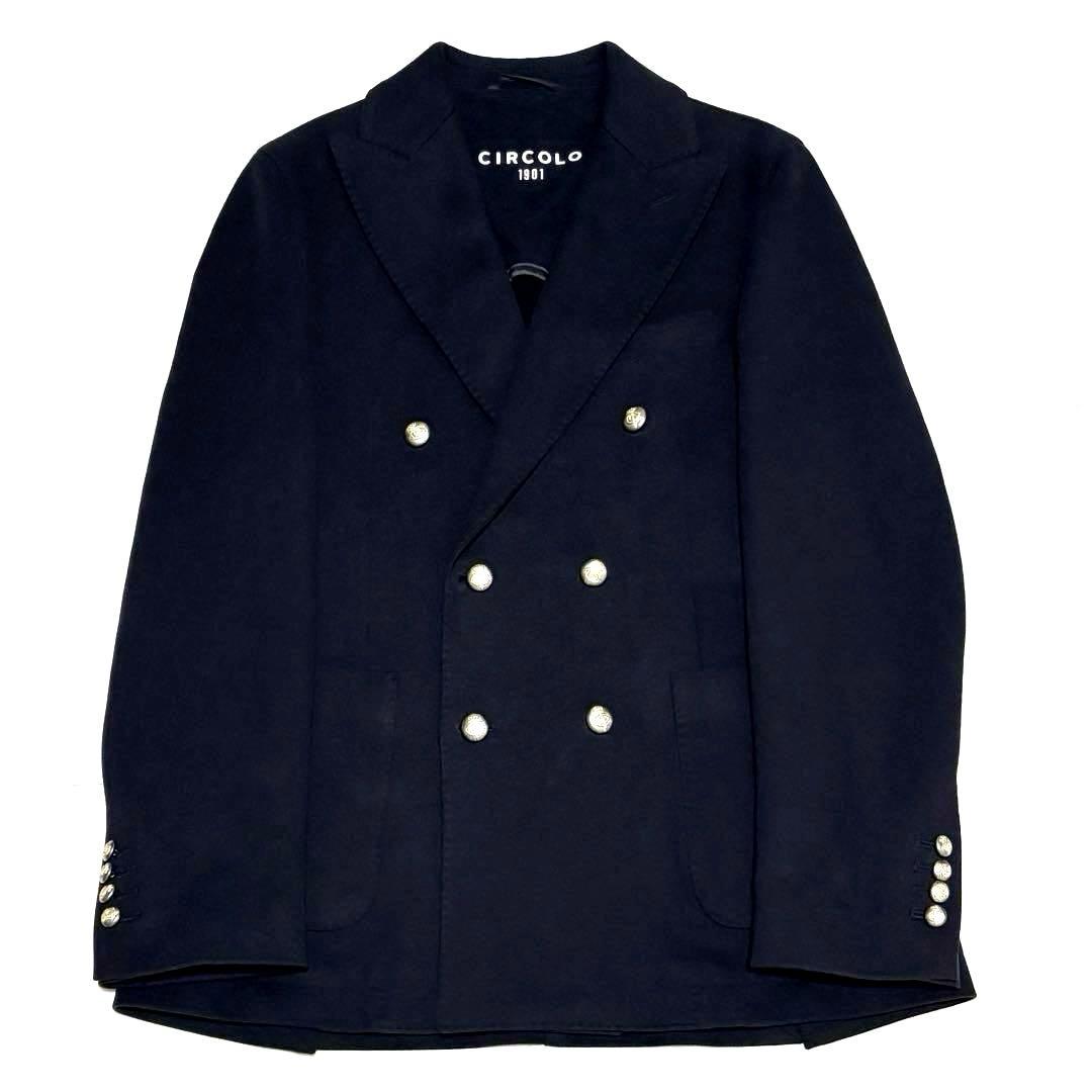 【極美品】CIRCOLO カシミアタッチコットンジャージーダブル6Bブレザー