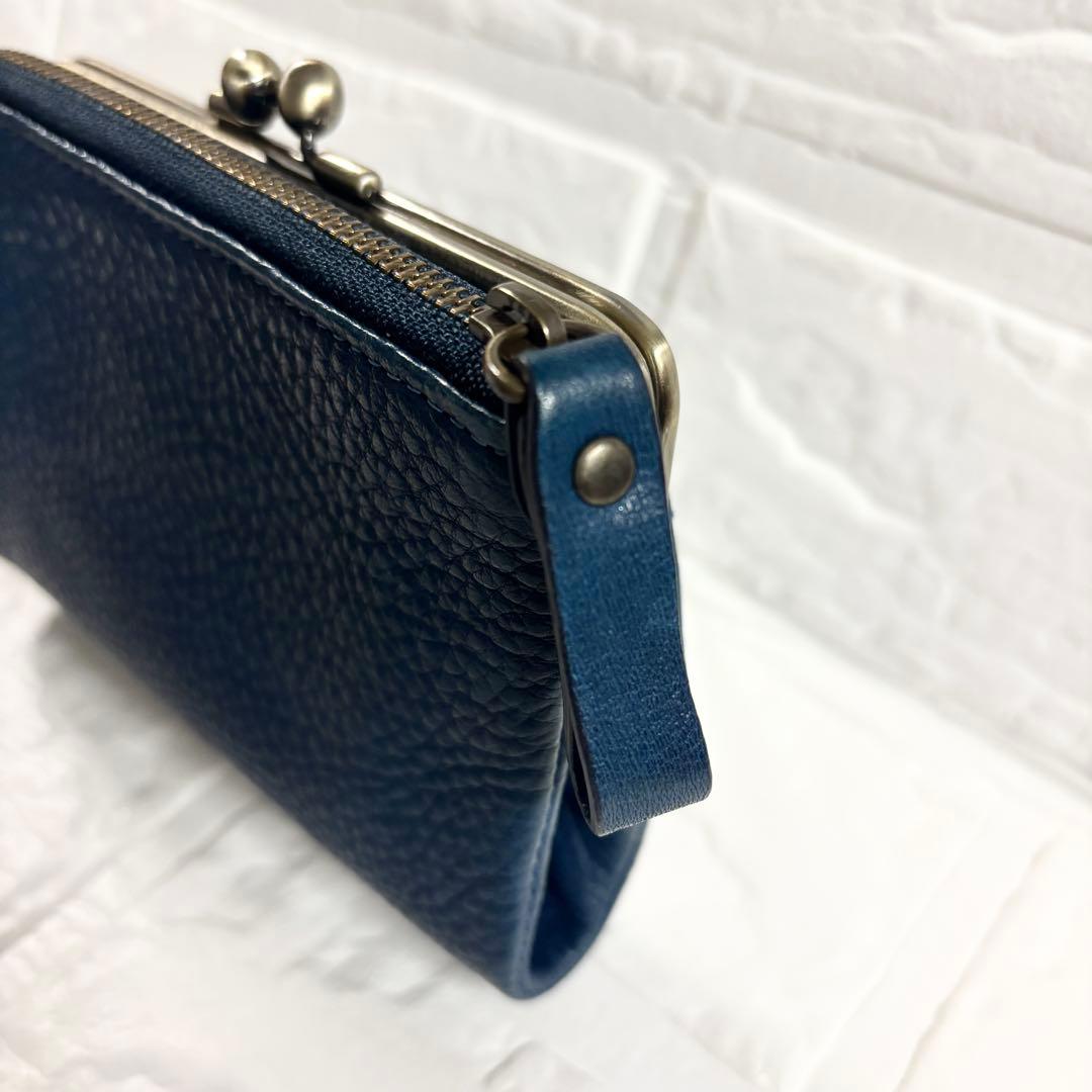 【極美品】ダコタ　アーブル　がま口　レザー　二つ折り財布　ネイビー