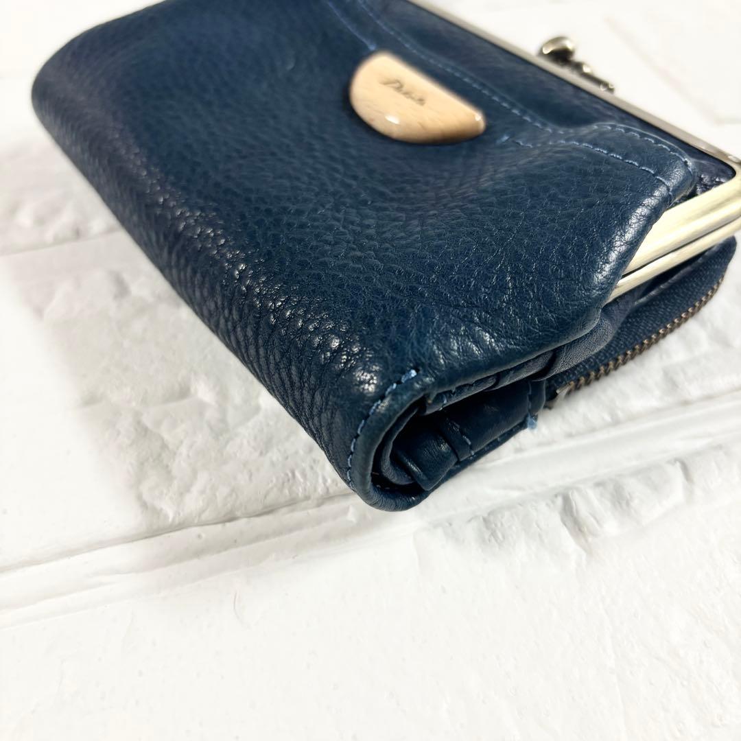 【極美品】ダコタ　アーブル　がま口　レザー　二つ折り財布　ネイビー