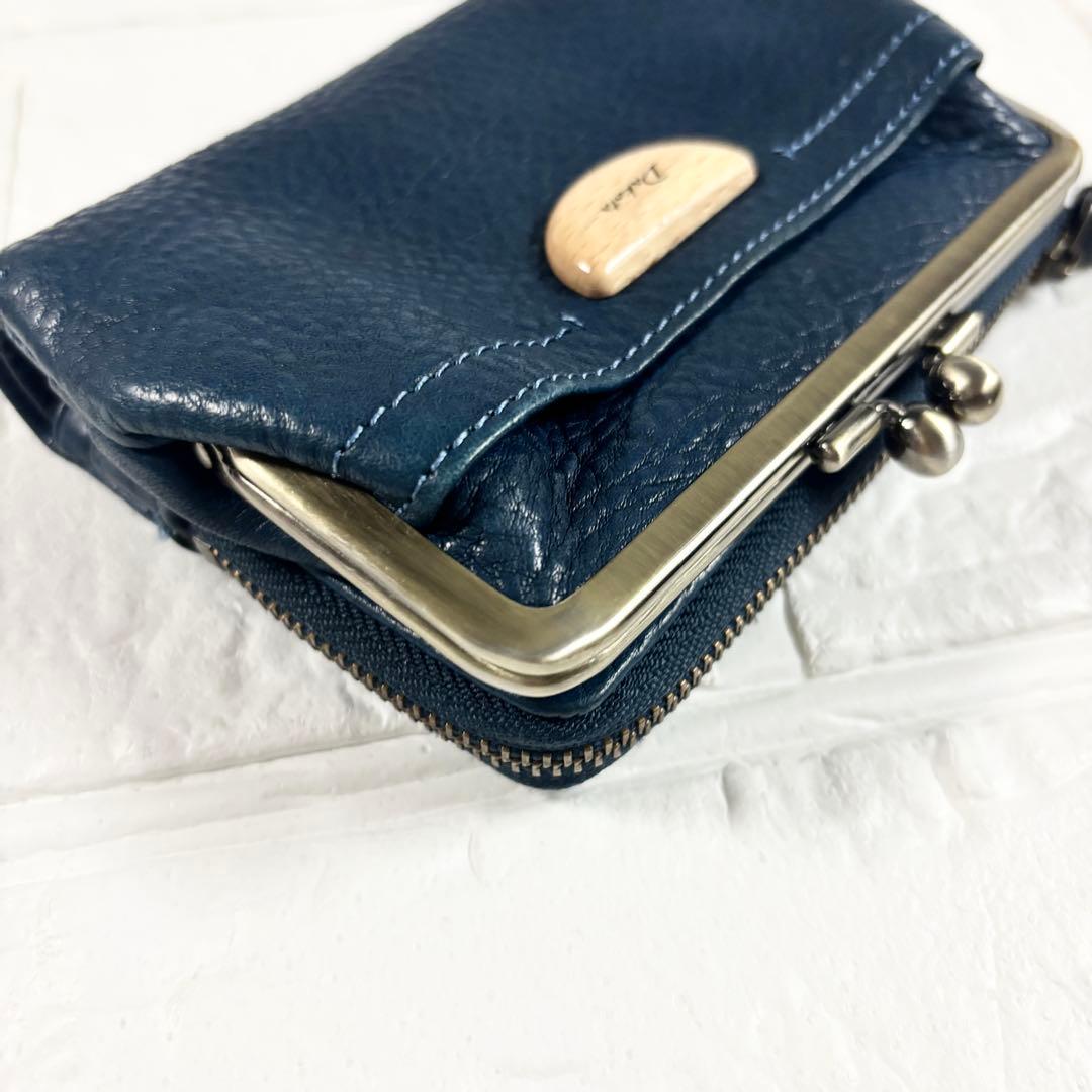 【極美品】ダコタ　アーブル　がま口　レザー　二つ折り財布　ネイビー