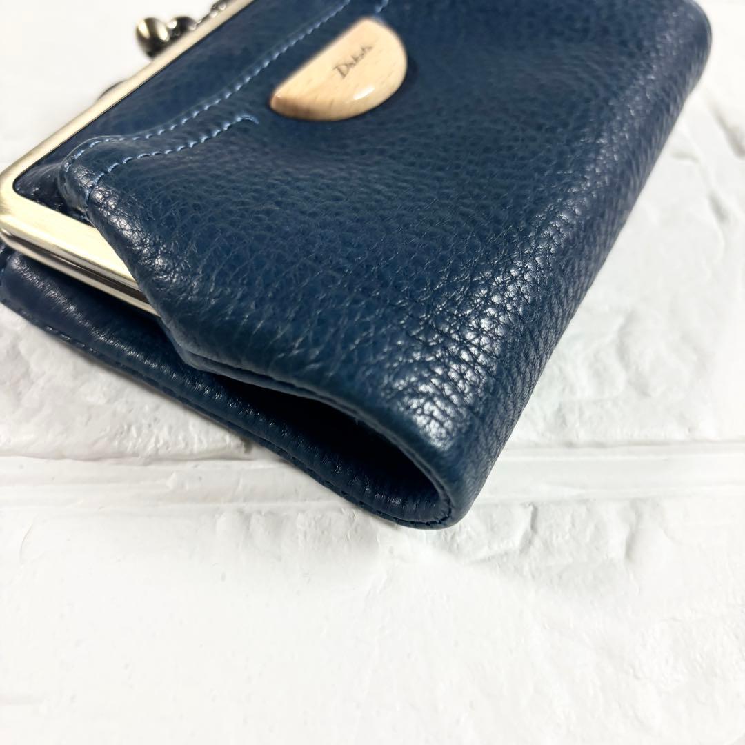 【極美品】ダコタ　アーブル　がま口　レザー　二つ折り財布　ネイビー
